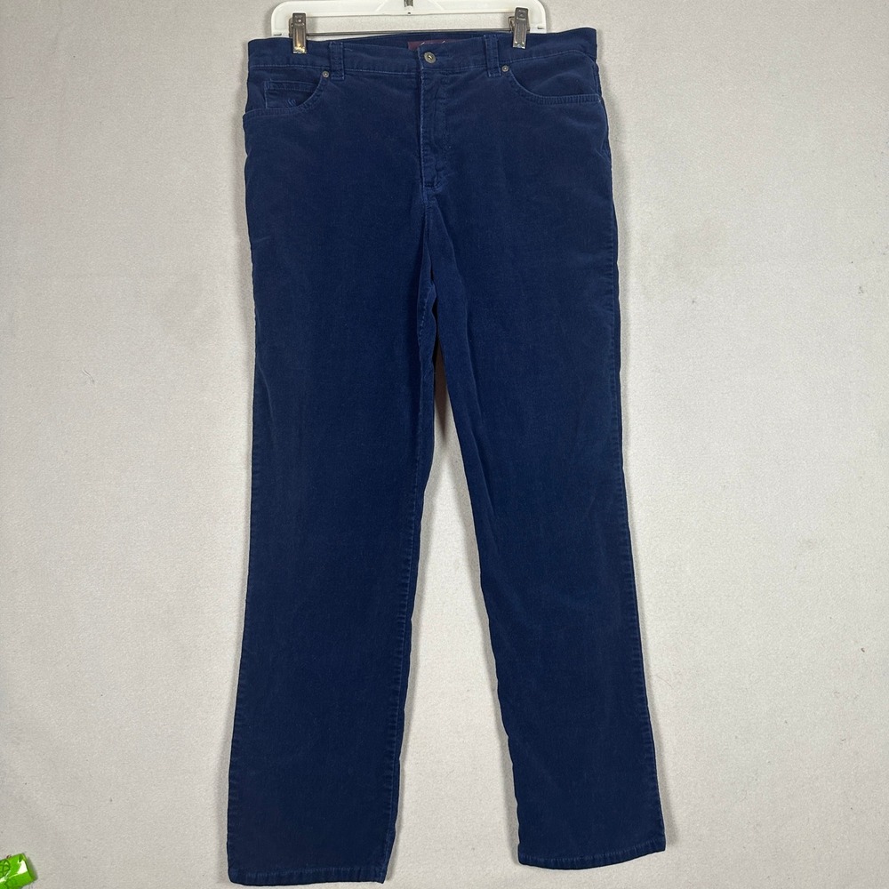 Gloria Vanderbilt Pants Womens 12 Straight Leg Navy Blue Corduroy 5-Pocket EUC
